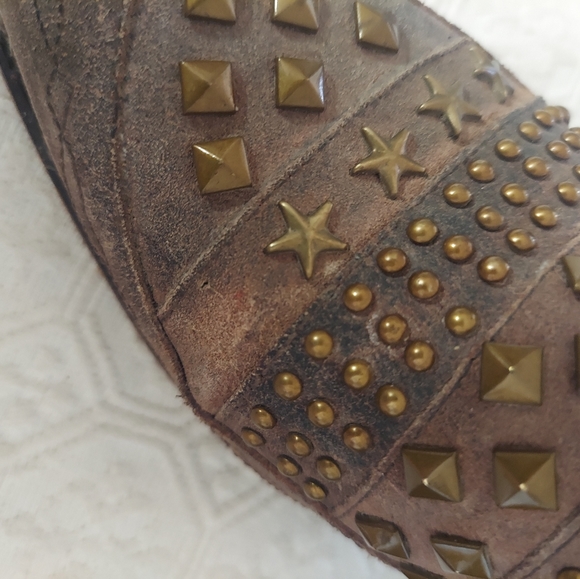 Women's brown studded Roper slip on leather mule size 6 - Picture 4 of 7